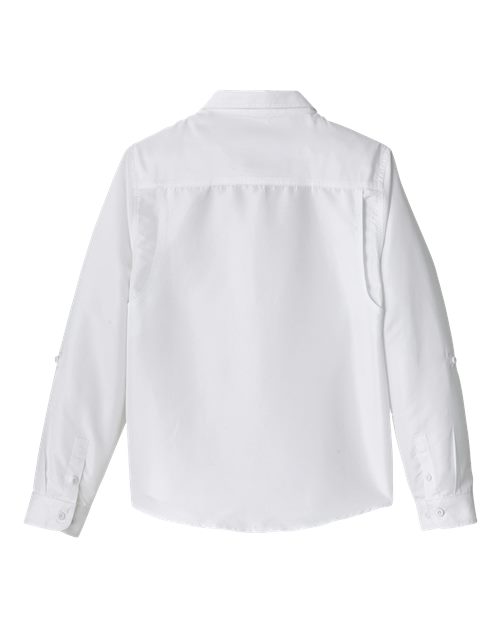 Harriton M580LW Ladies' Key West Long-Sleeve Performance Staff Shirt #color_WHITE