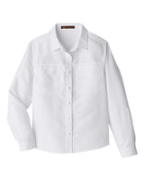 Harriton M580LW Ladies' Key West Long-Sleeve Performance Staff Shirt #color_WHITE