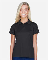 Harriton M315W Ladies' 4 oz. Polytech Polo #color_BLACK