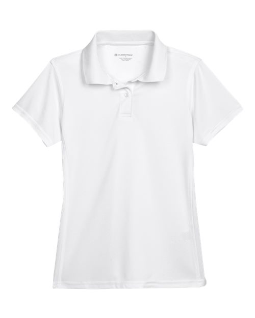 Harriton M315W Ladies' 4 oz. Polytech Polo #color_WHITE