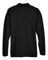 Harriton M265L Men's 5.6 oz. Easy Blend Long-Sleeve Polo #color_BLACK