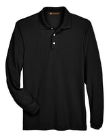 Harriton M265L Men's 5.6 oz. Easy Blend Long-Sleeve Polo #color_BLACK