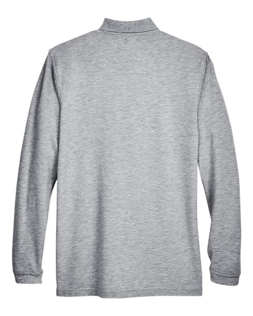Harriton M265L Men's 5.6 oz. Easy Blend Long-Sleeve Polo #color_GREY HEATHER