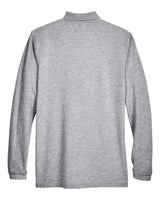 Harriton M265L Men's 5.6 oz. Easy Blend Long-Sleeve Polo #color_GREY HEATHER