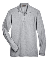 Harriton M265L Men's 5.6 oz. Easy Blend Long-Sleeve Polo #color_GREY HEATHER