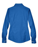 Harriton M600W Ladies' Long-Sleeve Oxford with Stain-Release #color_FRENCH BLUE
