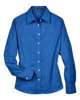 Harriton M600W Ladies' Long-Sleeve Oxford with Stain-Release #color_FRENCH BLUE