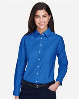 Harriton M600W Ladies' Long-Sleeve Oxford with Stain-Release #color_FRENCH BLUE