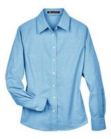 Harriton M600W Ladies' Long-Sleeve Oxford with Stain-Release #color_LIGHT BLUE