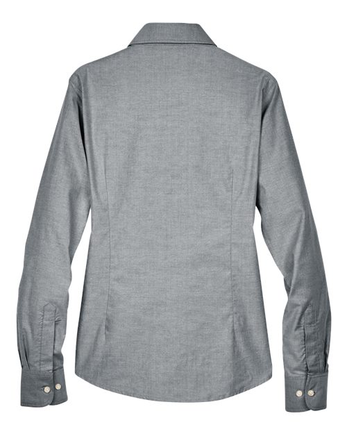 Harriton M600W Ladies' Long-Sleeve Oxford with Stain-Release #color_OXFORD GREY