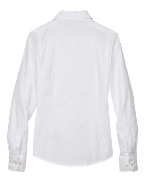 Harriton M600W Ladies' Long-Sleeve Oxford with Stain-Release #color_WHITE