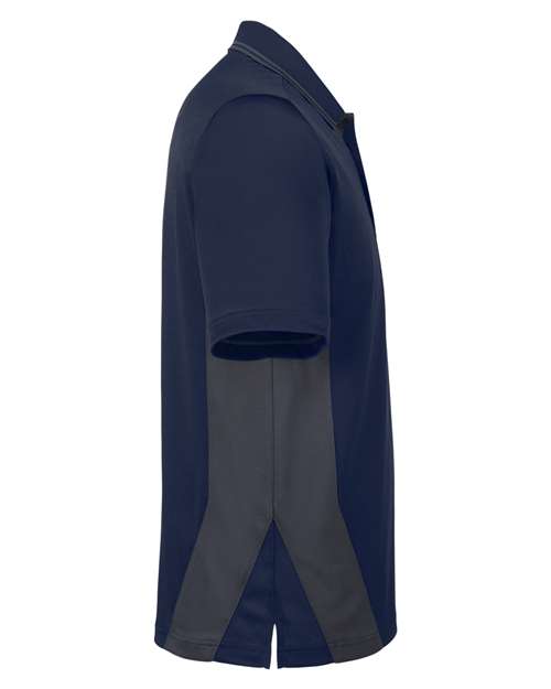 Harriton M386T Men's Tall Flash Snag Protection Plus IL Colorblock Polo #color_DK NAVY/ DK CHRC