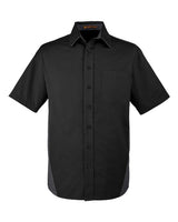 Harriton M586T Men's Tall Flash IL Colorblock Short Sleeve Shirt #color_BLACK/ DK CHARCL