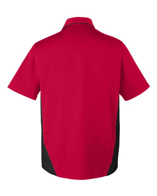 Harriton M586T Men's Tall Flash IL Colorblock Short Sleeve Shirt #color_RED/ BLACK
