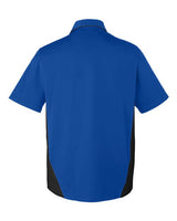 Harriton M586T Men's Tall Flash IL Colorblock Short Sleeve Shirt #color_TR ROYAL/ BLACK