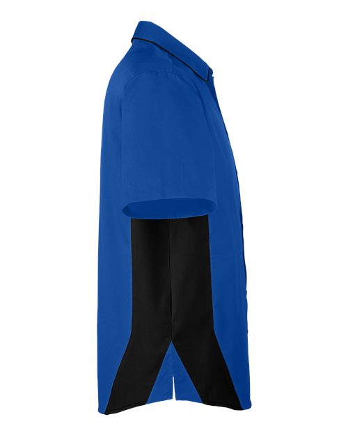 Harriton M586T Men's Tall Flash IL Colorblock Short Sleeve Shirt #color_TR ROYAL/ BLACK