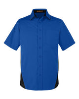 Harriton M586T Men's Tall Flash IL Colorblock Short Sleeve Shirt #color_TR ROYAL/ BLACK