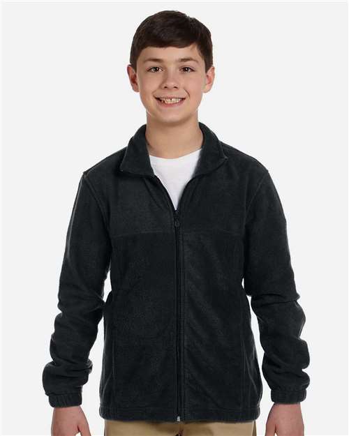 Harriton M990Y Youth 8 oz. Full-Zip Fleece #color_BLACK