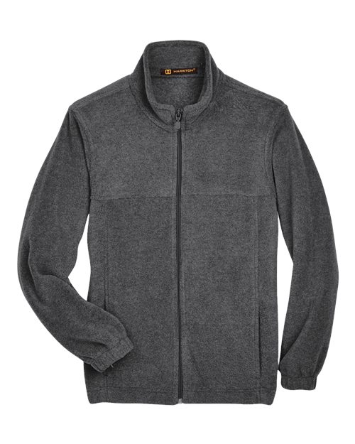 Harriton M990Y Youth 8 oz. Full-Zip Fleece #color_CHARCOAL