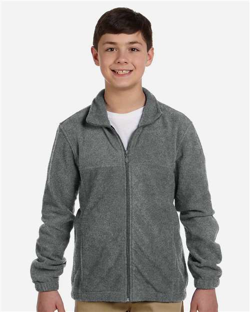 Harriton M990Y Youth 8 oz. Full-Zip Fleece #color_CHARCOAL