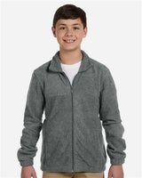 Harriton M990Y Youth 8 oz. Full-Zip Fleece #color_CHARCOAL