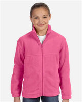 Harriton M990Y Youth 8 oz. Full-Zip Fleece #color_CHARITY PINK