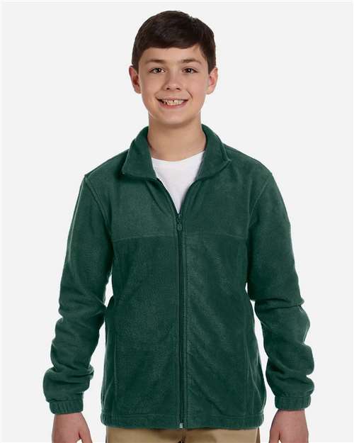 Harriton M990Y Youth 8 oz. Full-Zip Fleece #color_HUNTER