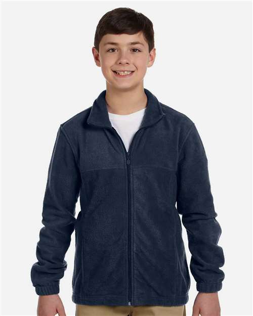 Harriton M990Y Youth 8 oz. Full-Zip Fleece #color_NAVY