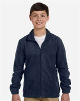 Harriton M990Y Youth 8 oz. Full-Zip Fleece #color_NAVY