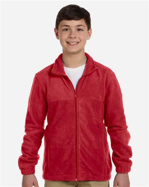Harriton M990Y Youth 8 oz. Full-Zip Fleece #color_RED