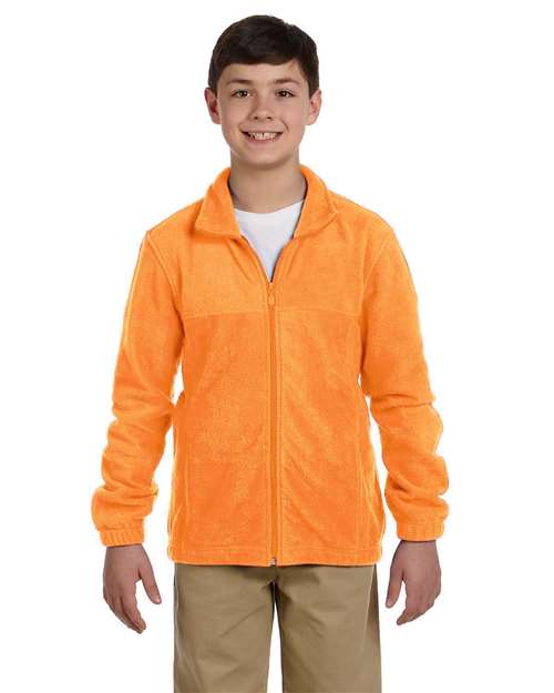 Harriton M990Y Youth 8 oz. Full-Zip Fleece #color_SAFETY ORANGE