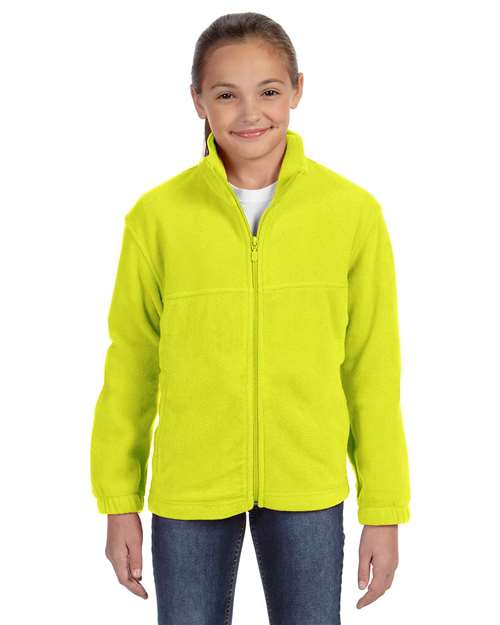 Harriton M990Y Youth 8 oz. Full-Zip Fleece #color_SAFETY YELLOW