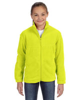 Harriton M990Y Youth 8 oz. Full-Zip Fleece #color_SAFETY YELLOW