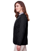 UltraClub UC708W Ladies' Dawson Quilted Hacking Jacket #color_BLACK