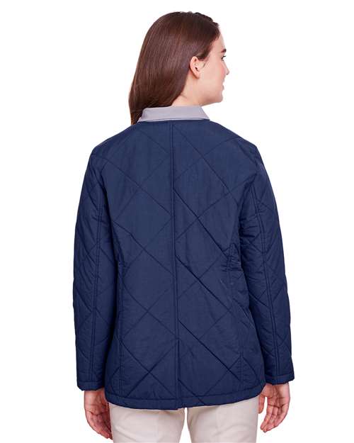 UltraClub UC708W Ladies' Dawson Quilted Hacking Jacket #color_NAVY