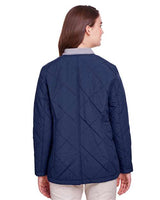 UltraClub UC708W Ladies' Dawson Quilted Hacking Jacket #color_NAVY