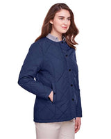 UltraClub UC708W Ladies' Dawson Quilted Hacking Jacket #color_NAVY