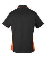 Harriton M586W Ladies' Flash IL Colorblock Short Sleeve Shirt #color_BLACK/ TM ORANGE