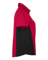 Harriton M586W Ladies' Flash IL Colorblock Short Sleeve Shirt #color_RED/ BLACK