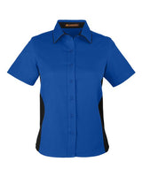 Harriton M586W Ladies' Flash IL Colorblock Short Sleeve Shirt #color_TR ROYAL/ BLACK