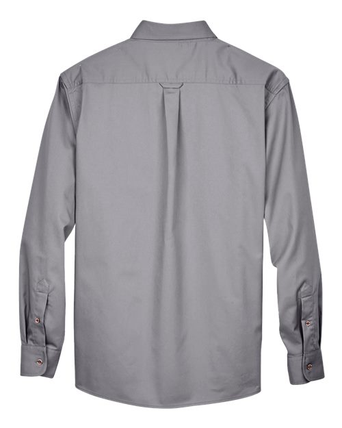 Harriton M500T Men's Tall Easy Blend Long-Sleeve Twill Shirt with Stain-Release #color_DARK GREY