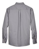 Harriton M500T Men's Tall Easy Blend Long-Sleeve Twill Shirt with Stain-Release #color_DARK GREY