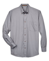 Harriton M500T Men's Tall Easy Blend Long-Sleeve Twill Shirt with Stain-Release #color_DARK GREY