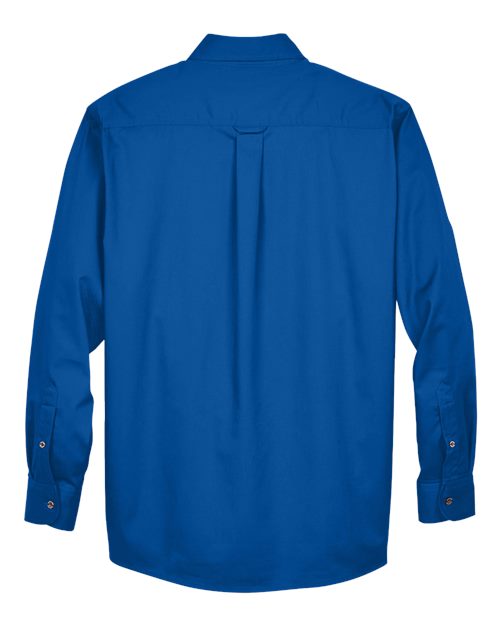 Harriton M500T Men's Tall Easy Blend Long-Sleeve Twill Shirt with Stain-Release #color_FRENCH BLUE