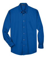 Harriton M500T Men's Tall Easy Blend Long-Sleeve Twill Shirt with Stain-Release #color_FRENCH BLUE