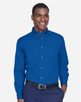 Harriton M500T Men's Tall Easy Blend Long-Sleeve Twill Shirt with Stain-Release #color_FRENCH BLUE