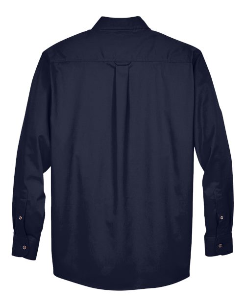 Harriton M500T Men's Tall Easy Blend Long-Sleeve Twill Shirt with Stain-Release #color_NAVY