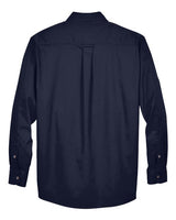 Harriton M500T Men's Tall Easy Blend Long-Sleeve Twill Shirt with Stain-Release #color_NAVY