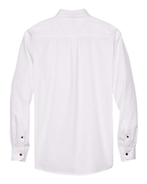 Harriton M500T Men's Tall Easy Blend Long-Sleeve Twill Shirt with Stain-Release #color_WHITE