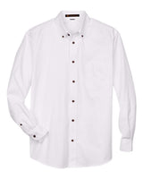 Harriton M500T Men's Tall Easy Blend Long-Sleeve Twill Shirt with Stain-Release #color_WHITE